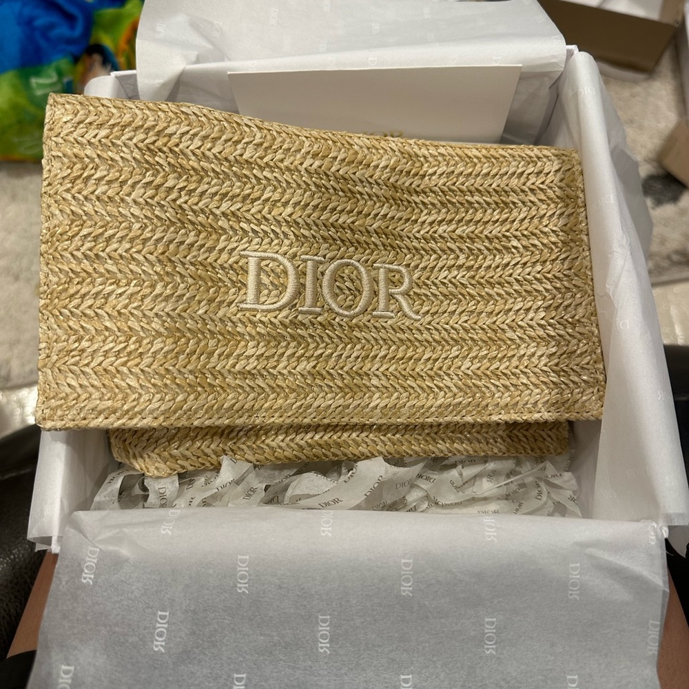 Dior raffia pouch